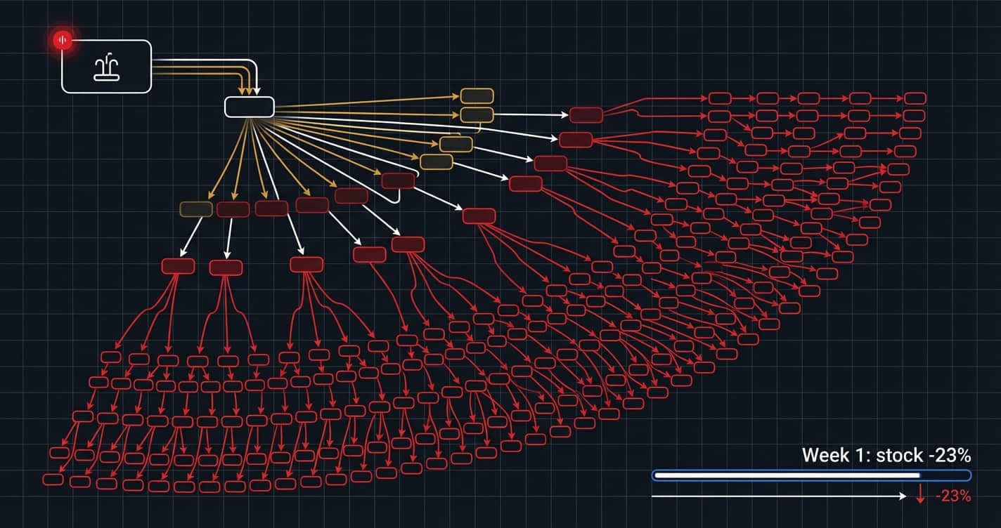 A trust chain — one compromised link cascades corruption downstream