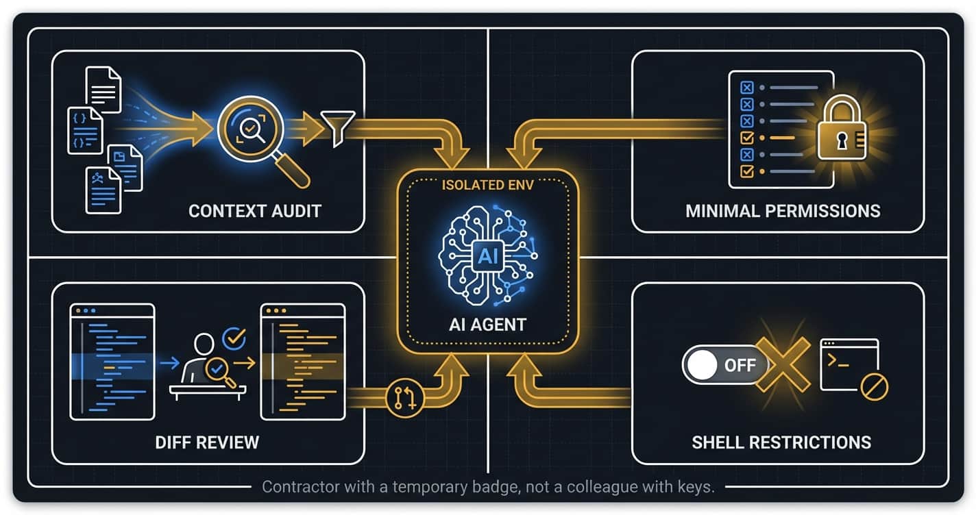 Defense in layers — sandboxing, auditing, restricting agent privilege