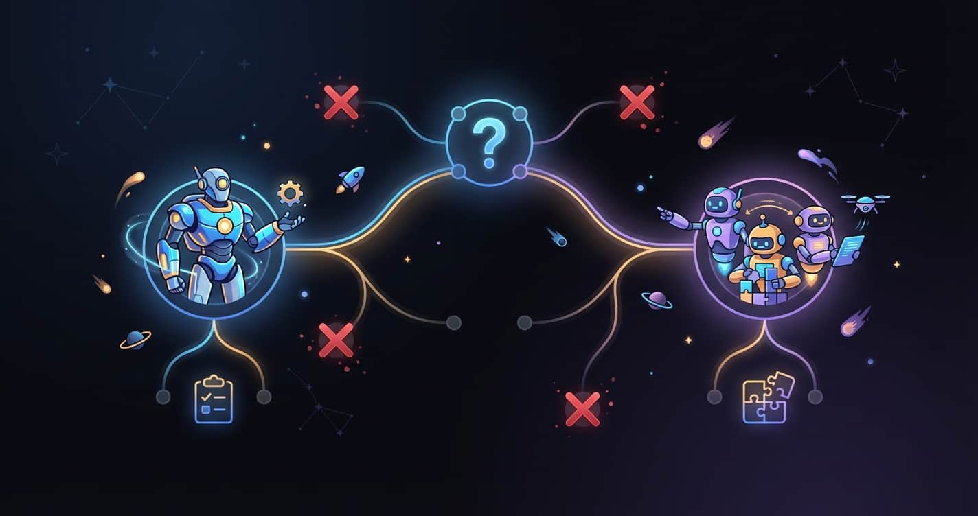 Decision tree — solo agent vs organized team